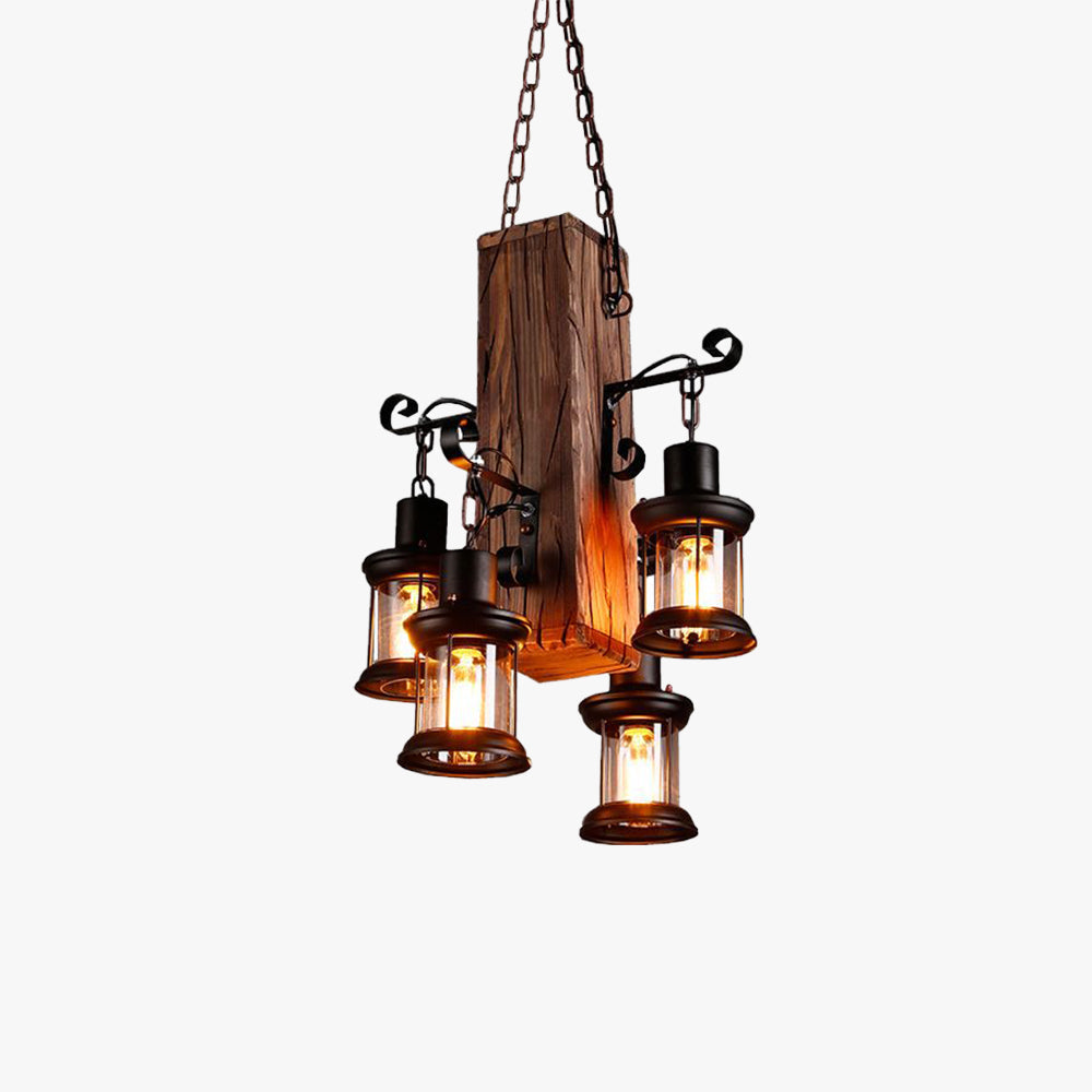 Suspension lanterne industrielle en bois pour une ambiance chaleureuse