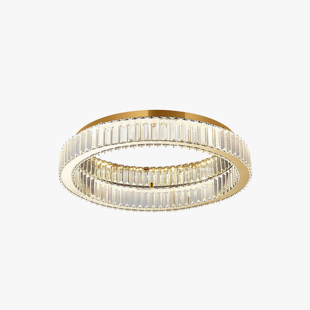 Plafonnier circulaire Aurora en cristal Art déco doré