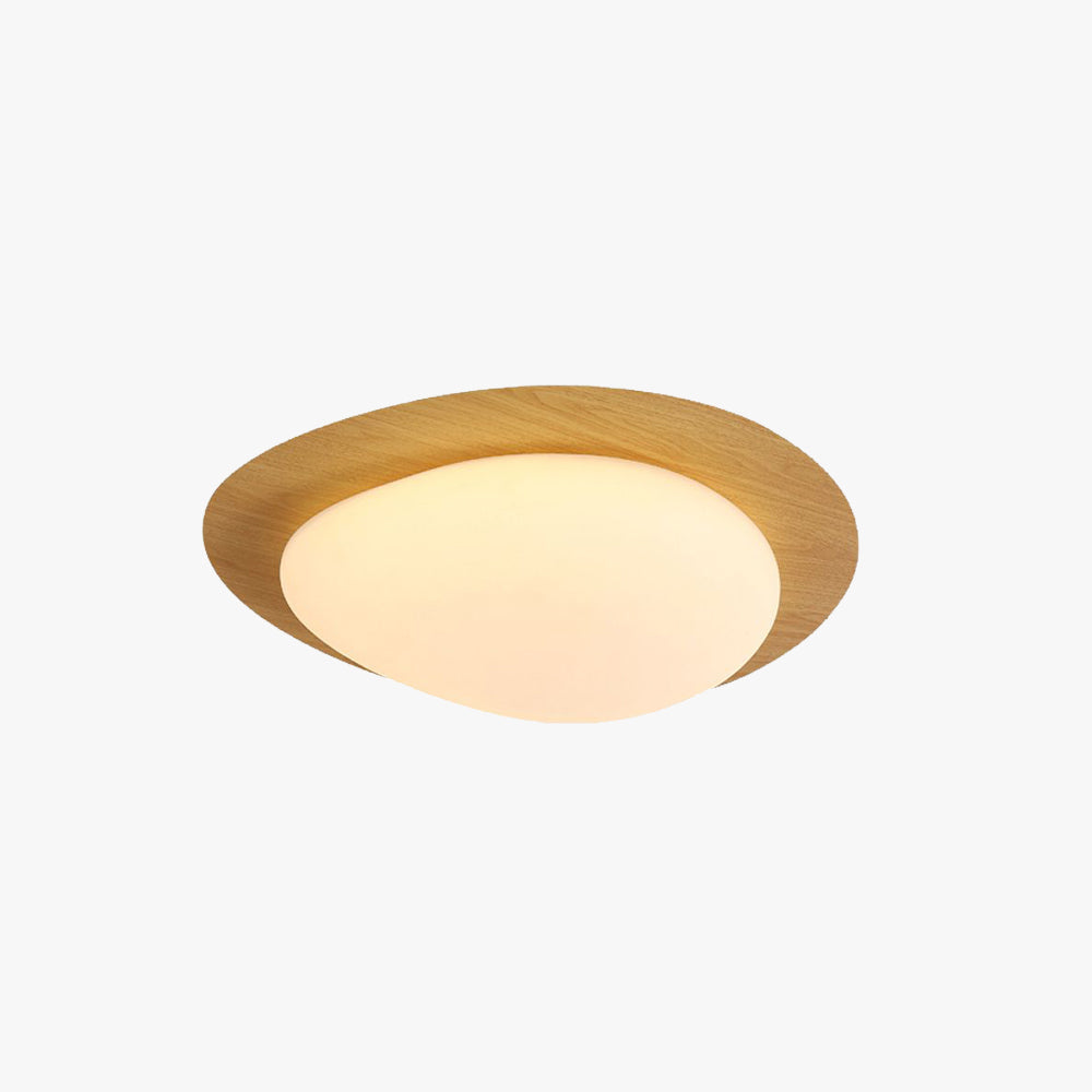 Arisha moderne plafondlamp vlak opbouw met walnoot- of natuurlijke afwerking