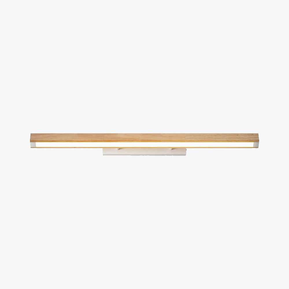 Applique murale linéaire minimaliste en bois avec accent acrylique pour salle de bain
