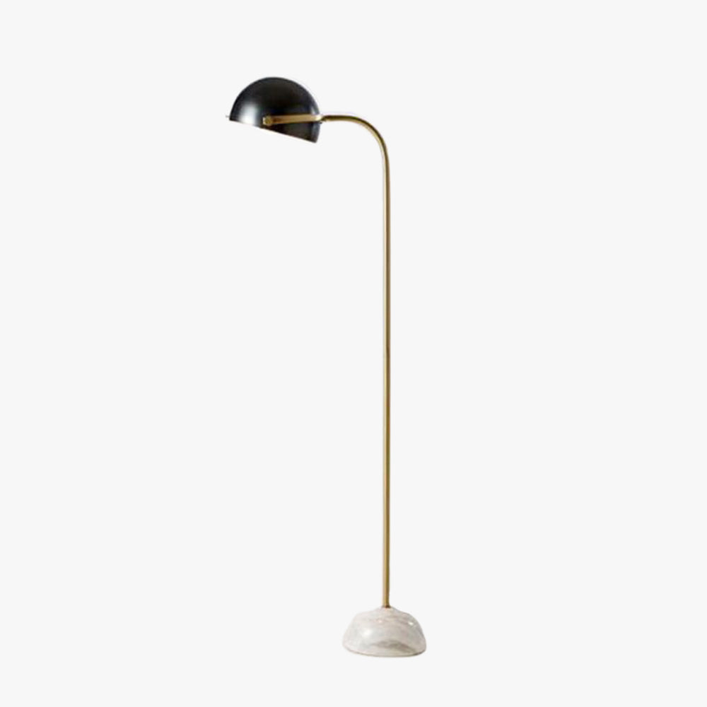 Lampadaire arc semi-circulaire noir avec base en marbre