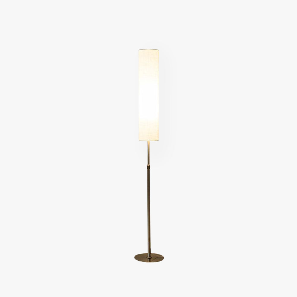Lampadaire cylindrique Luma blanc en tissu avec base en métal