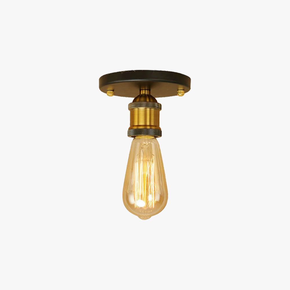 Lumière de plafond semi-affleurante Aurora rétro en métal avec ampoule