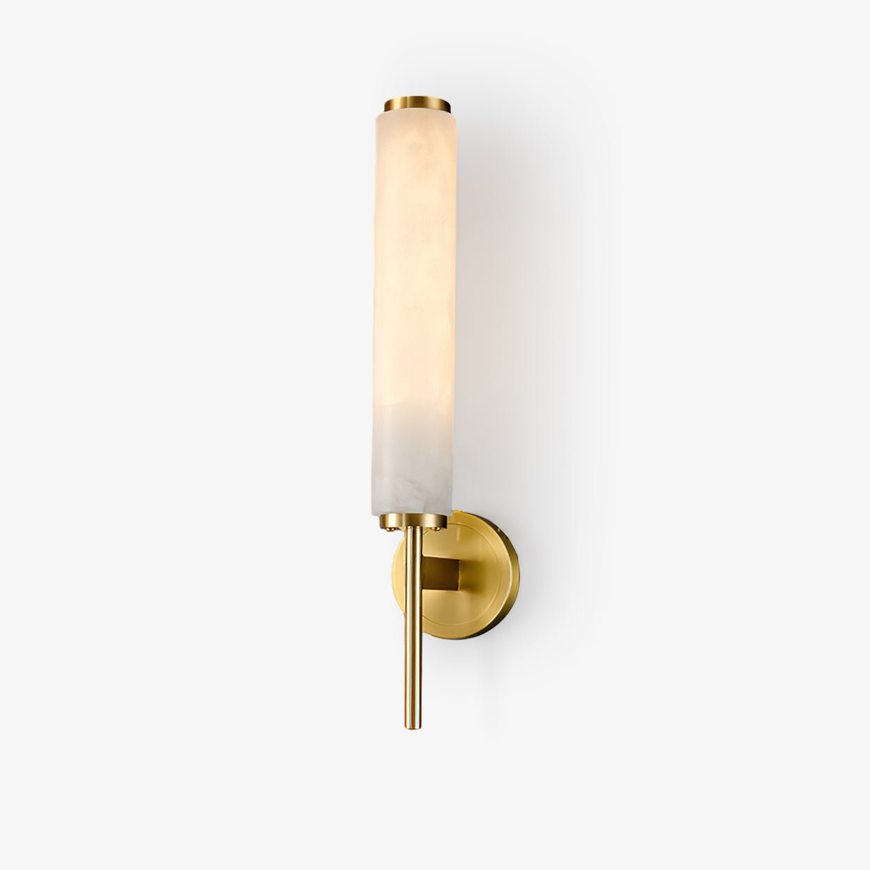 Art Deco Alabaster Wall Light With Tall Opaque Glass Shade