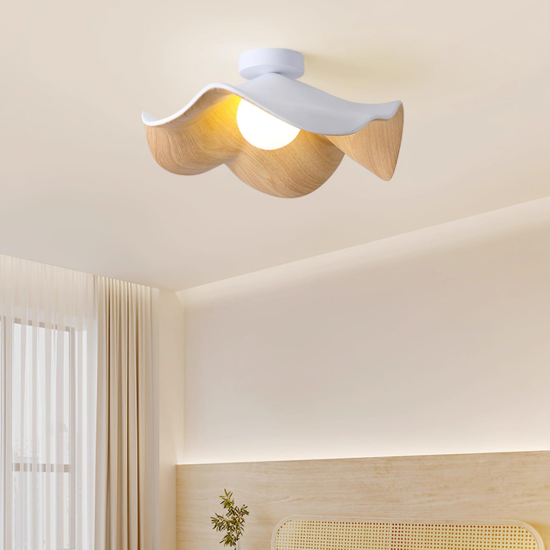Lumière de plafond effet grain de bois avec finition noire et blanche