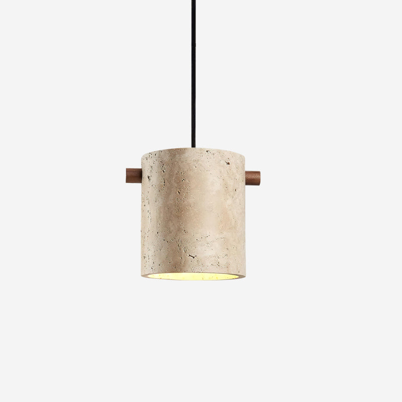 Lampe suspension en travertin multi-têtes avec abat-jour en pierre naturelle