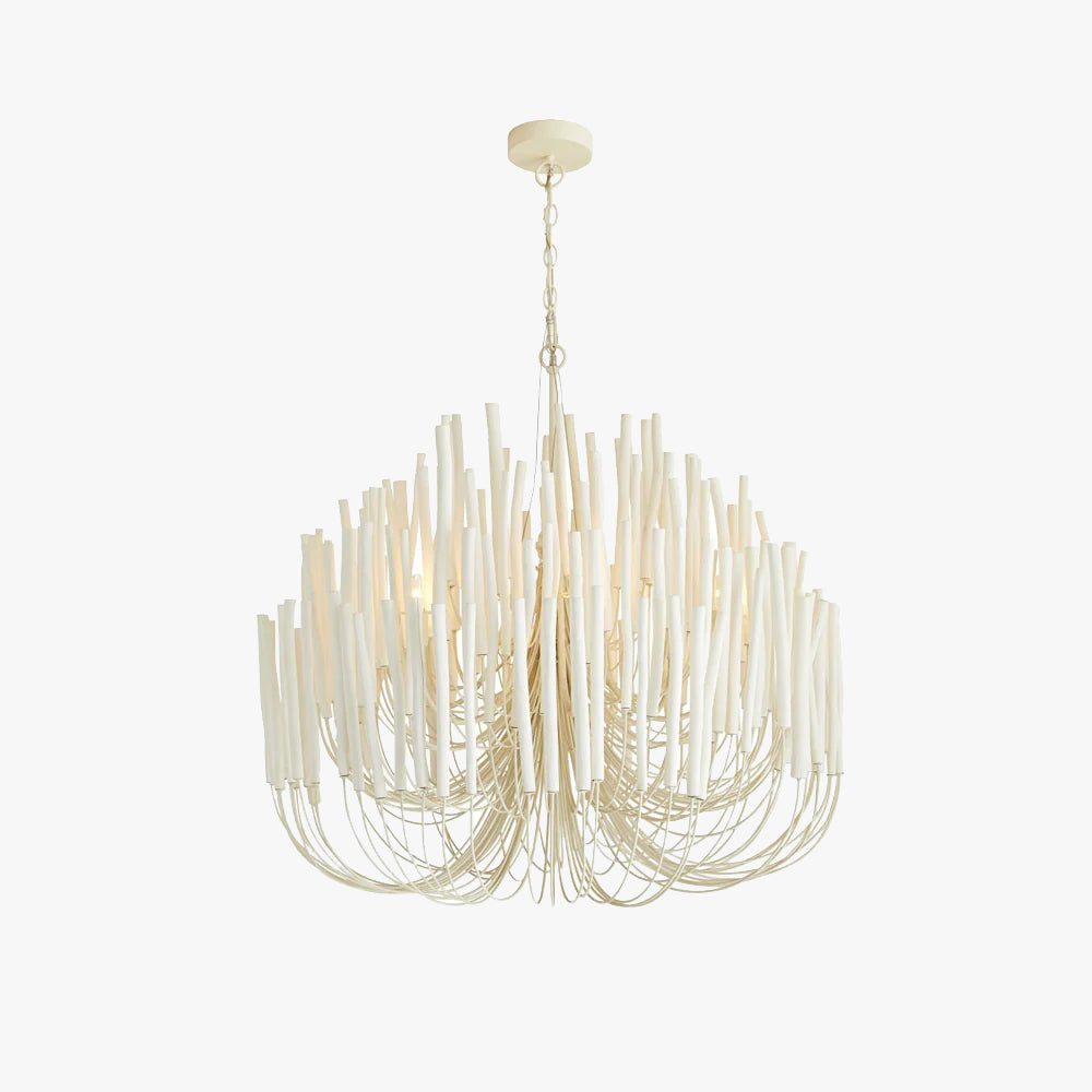 Lustre tubulaire sculptural vertical de six à dix-huit lumières blanc noir