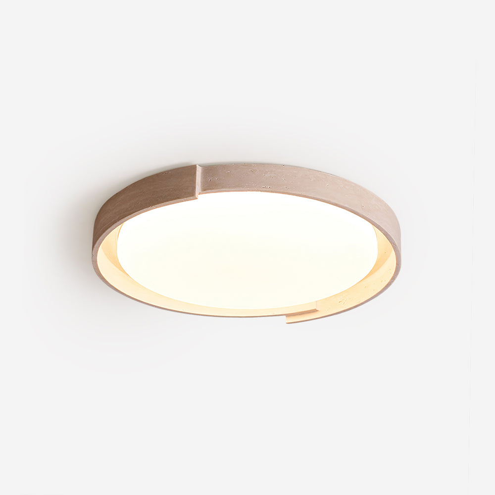 Plafonnier rond beige en travertin avec LED intégrée