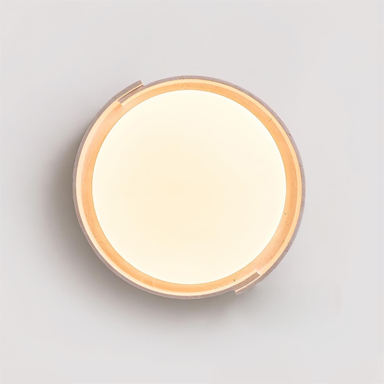 Plafonnier rond beige en travertin avec LED intégrée