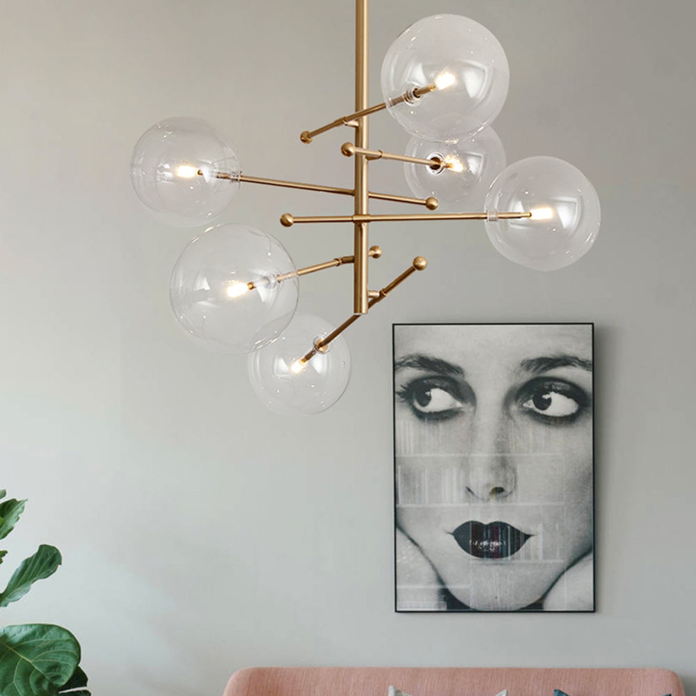 Suspension nordique à bulles avec une lueur ambiante chaleureuse pour salons  