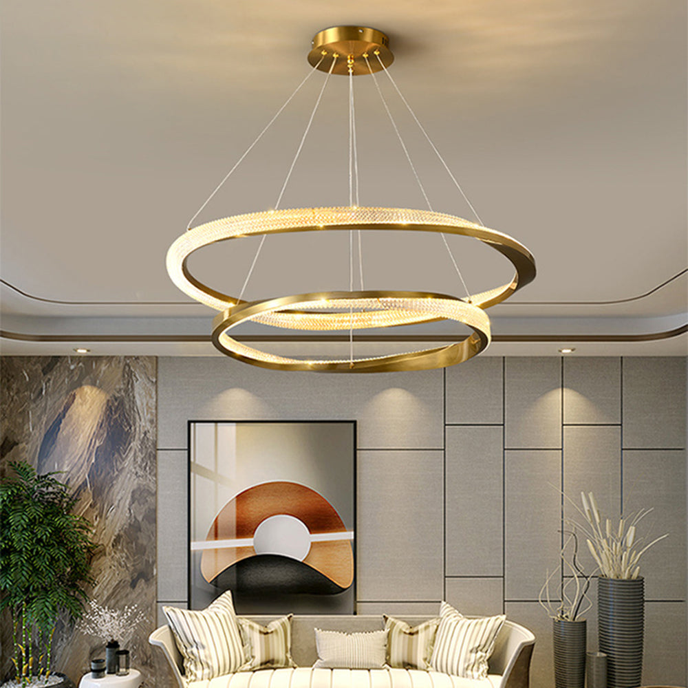 Lustre suspendu spirale minimaliste en or
