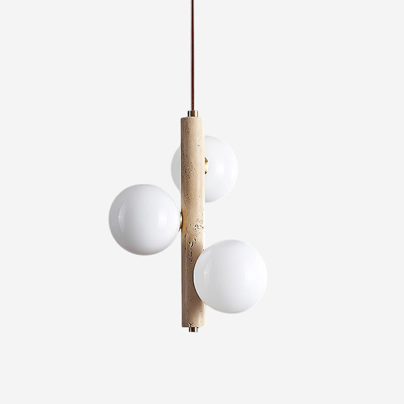 Lampe suspendue verticale en verre travertin avec lueur chaude