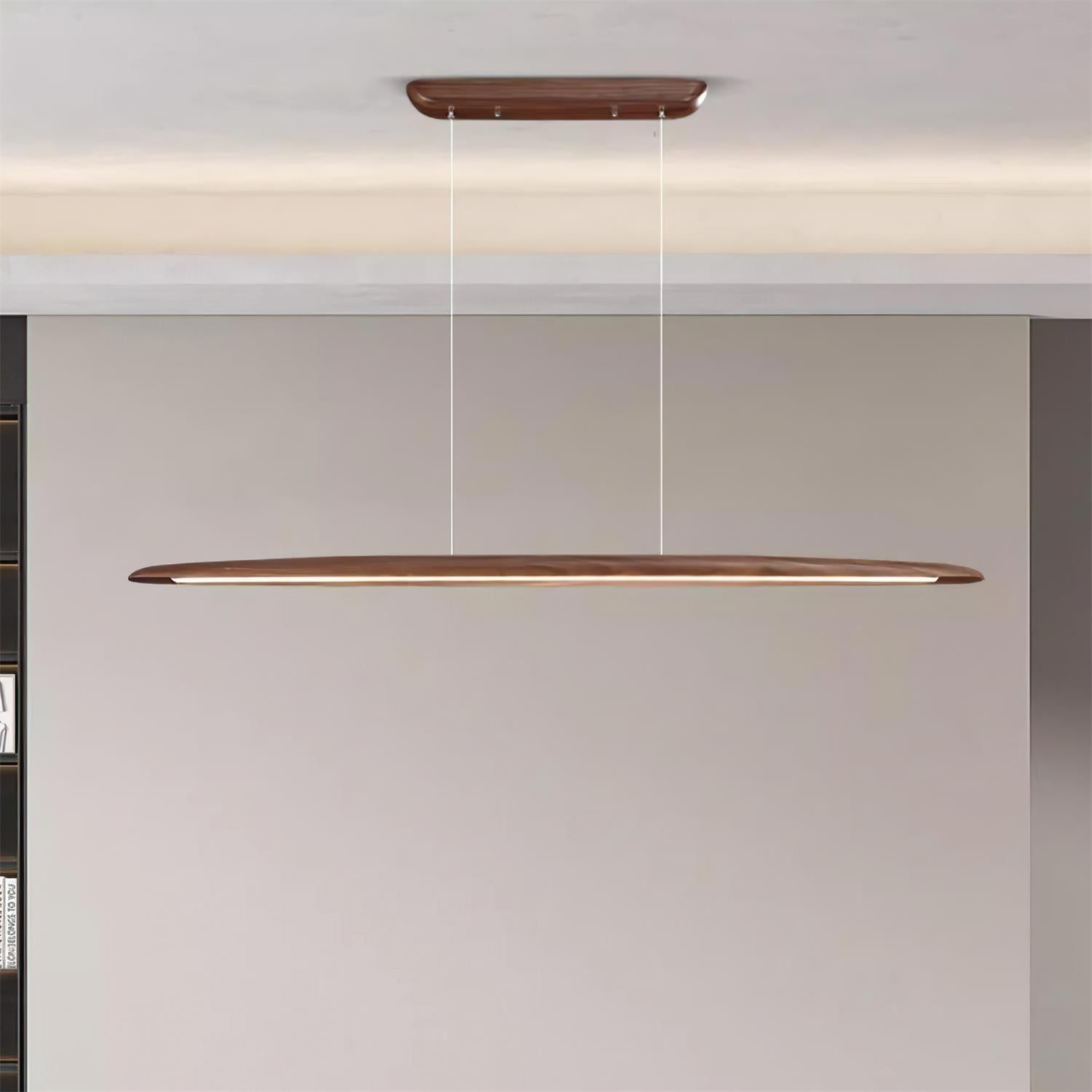 Lustre LED intégré en bois minimaliste avec lueur chaude