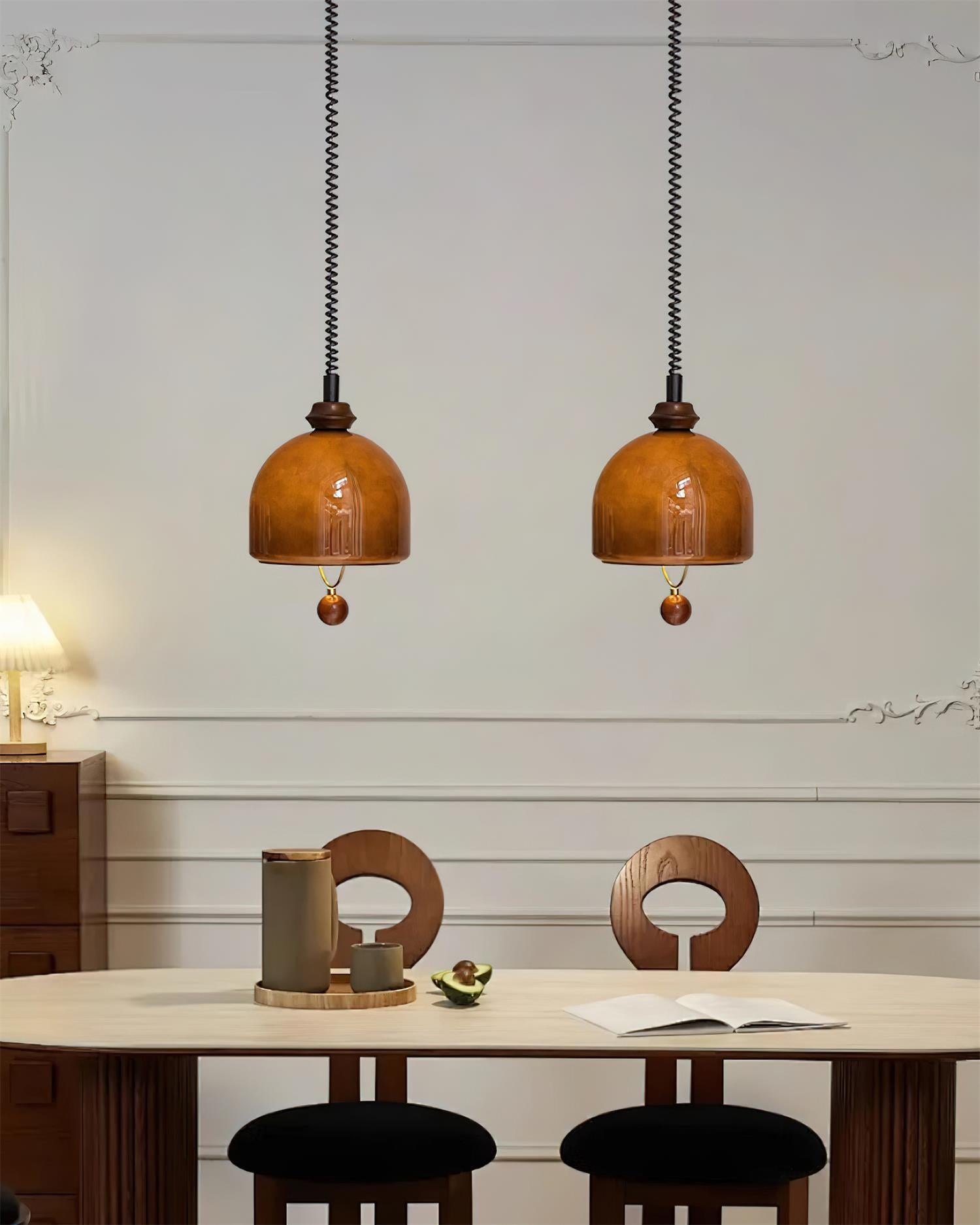 Suspension vintage en verre noir mat dimmable