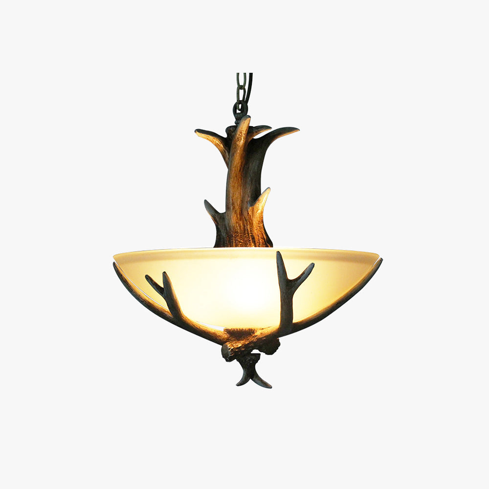 Suspension en bois et verre avec lueur chaleureuse