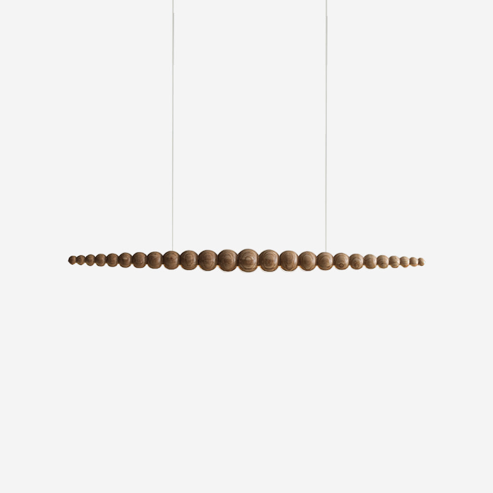 Lustre sphère en bois perlé avec accents noir mat