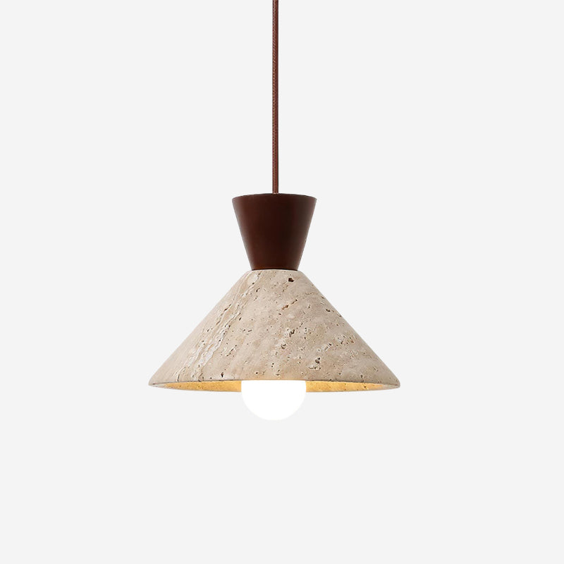 Suspension élégante en bois et travertin
