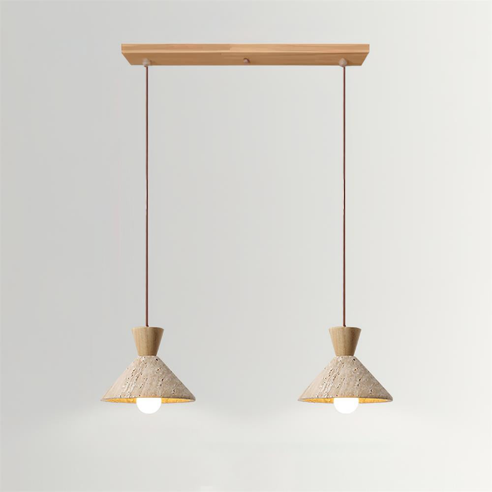 Suspension élégante en bois et travertin