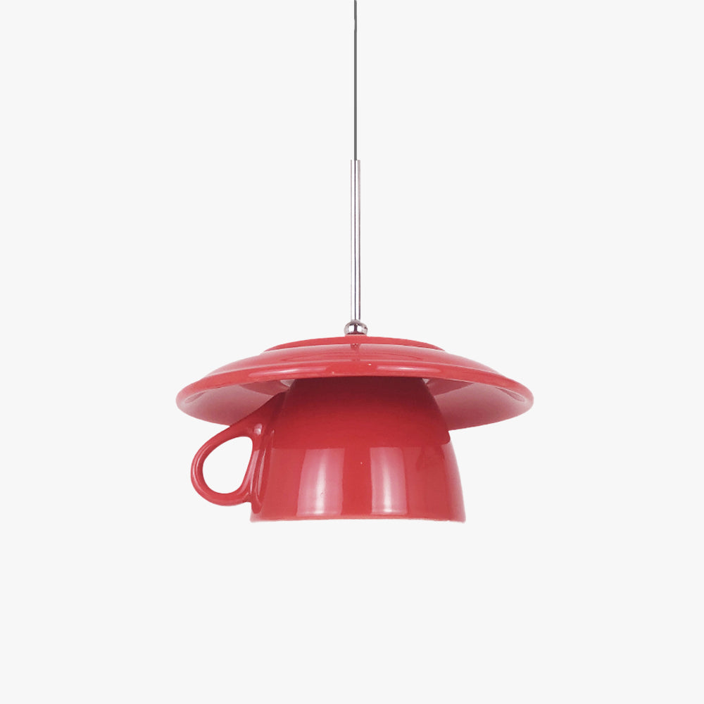 Suspension en tasse céramique avec éclairage d'ambiance doux