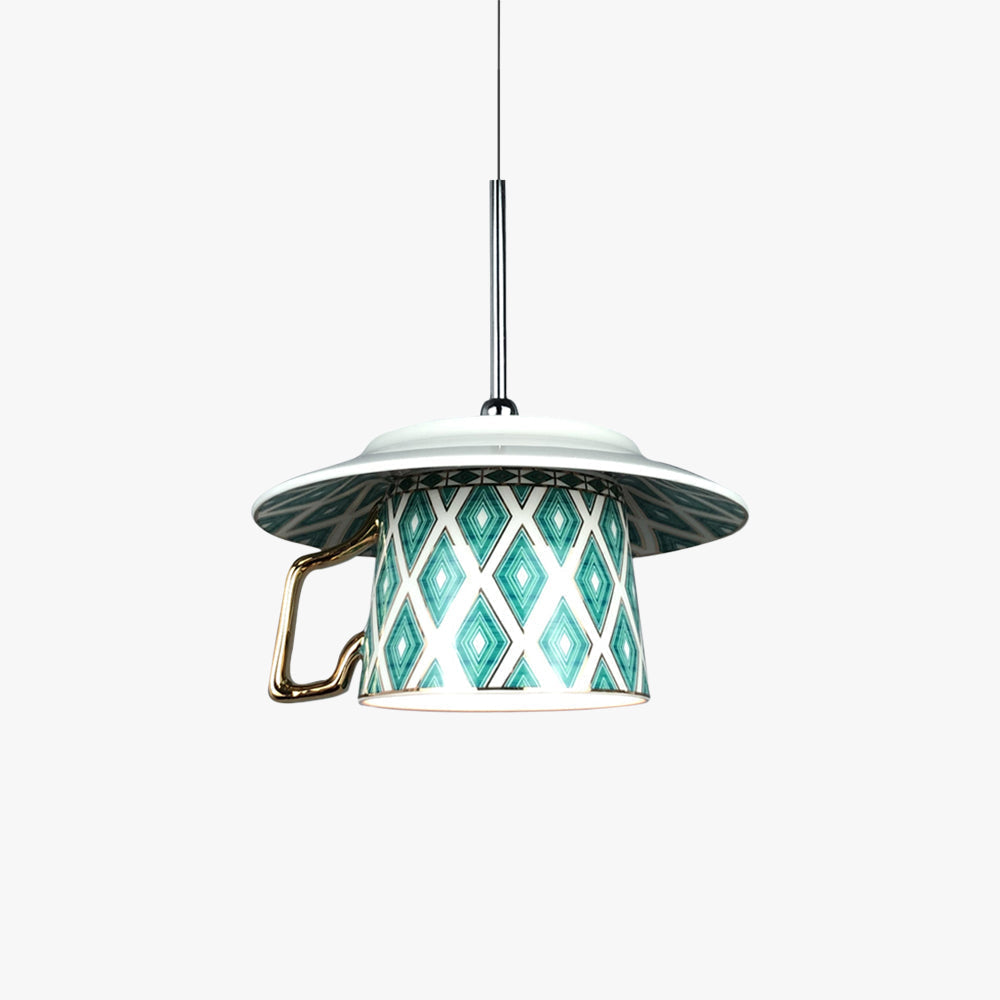 Suspension en céramique vintage motif losanges pour chambre