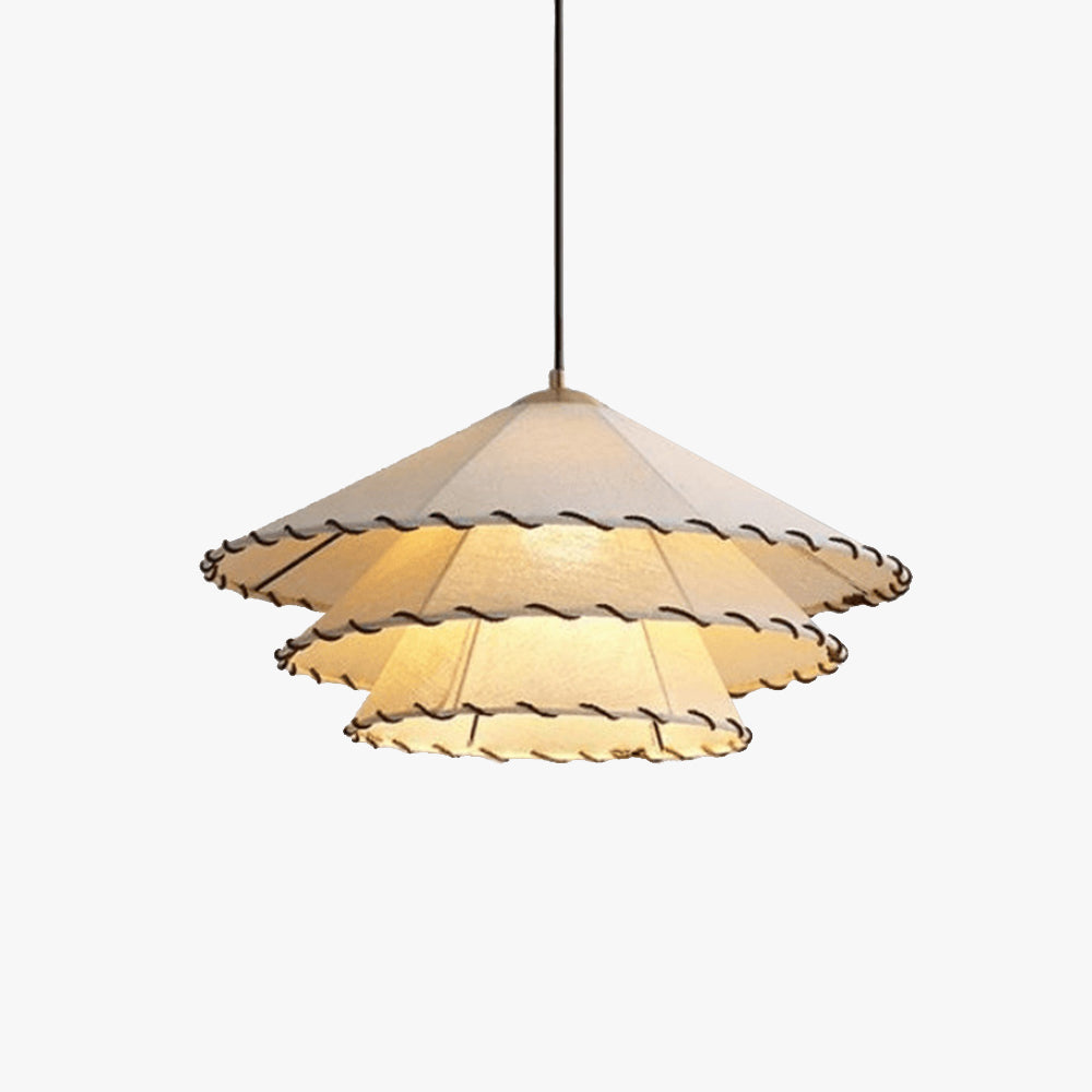Lustre LED bohème avec abat-jour en tissu jaune