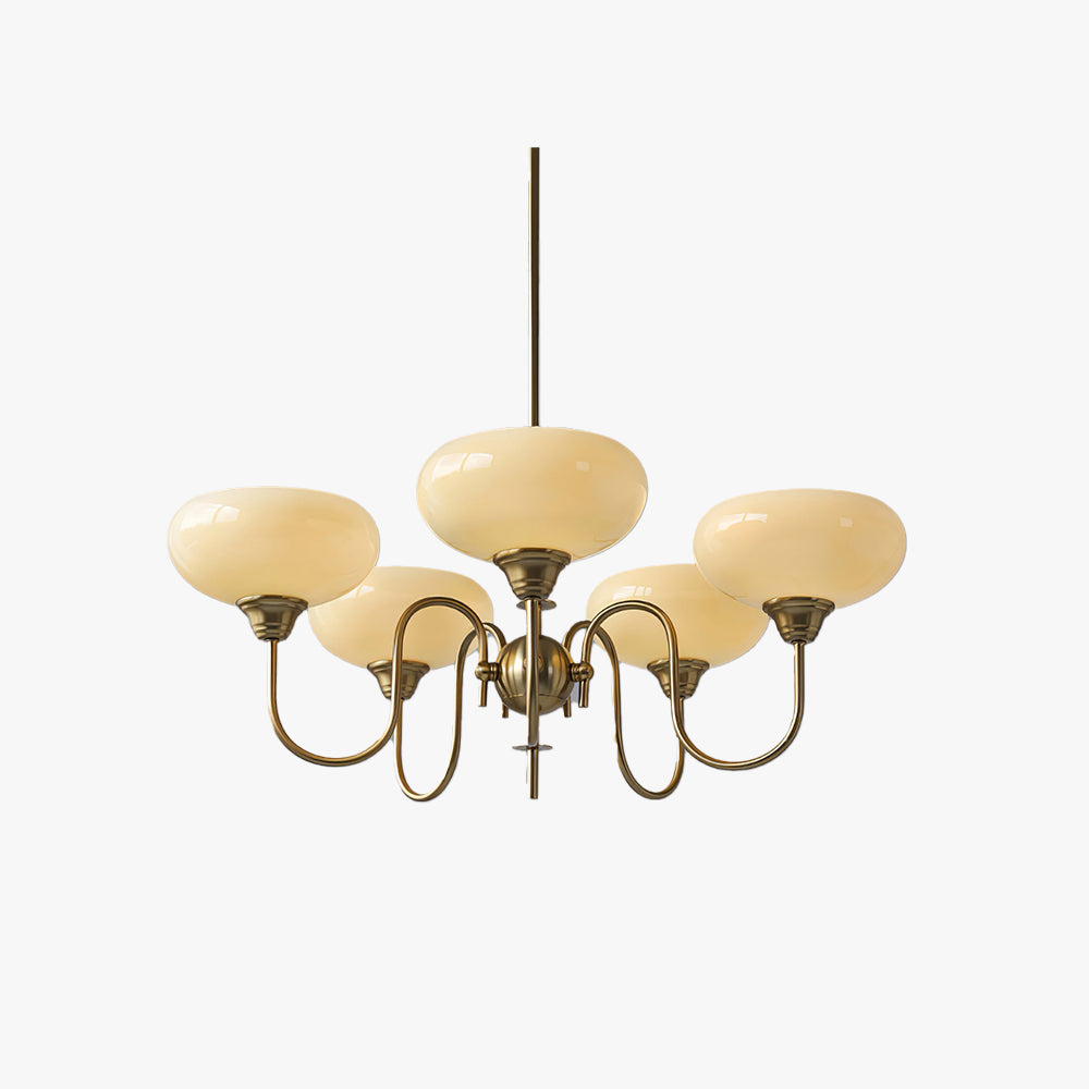 Lustre vintage en verre et métal avec LED pour salon
