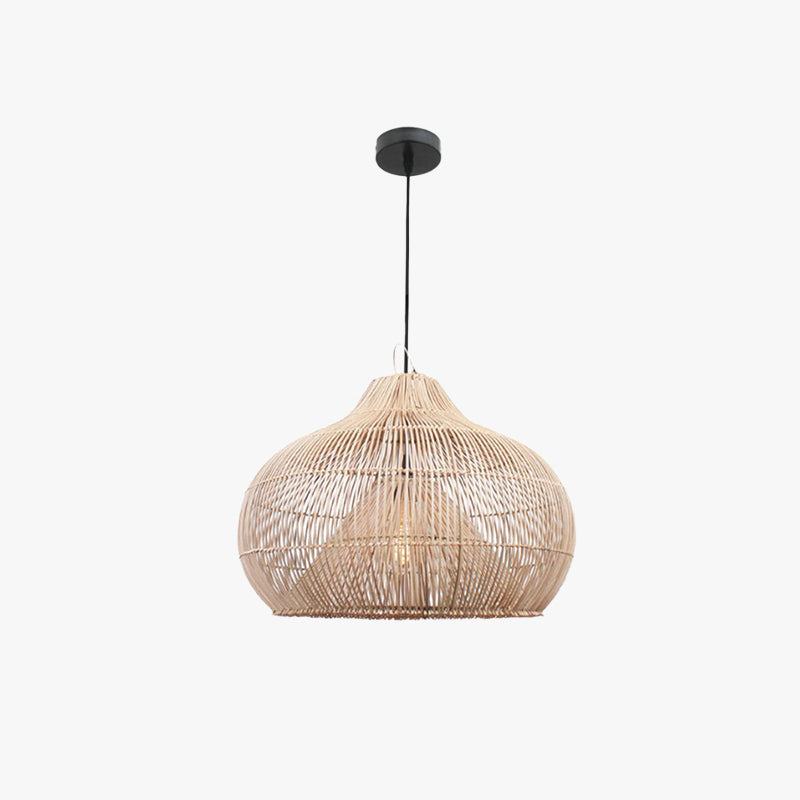 Lustre suspendu en rotin vintage fait main pour salon intérieur