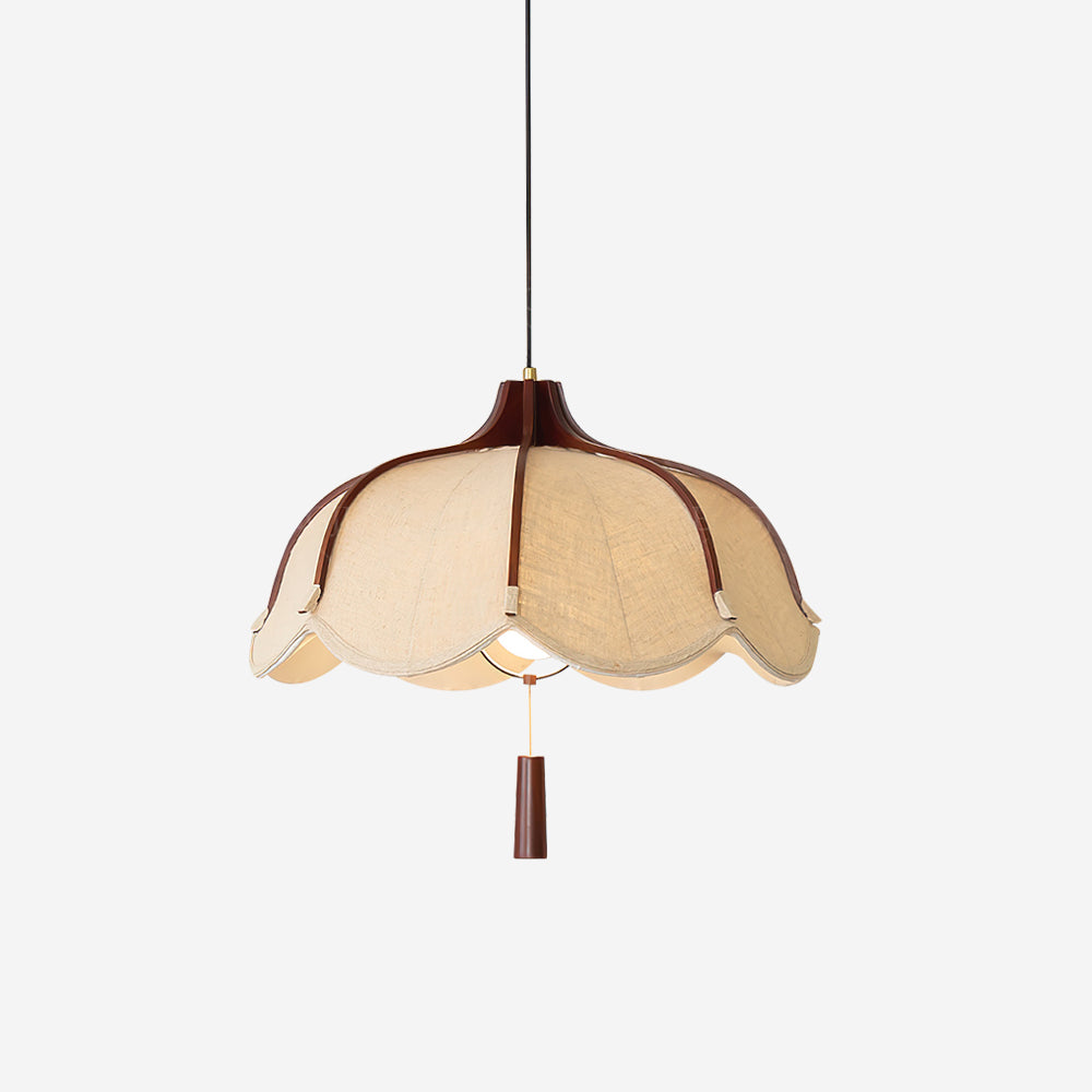 Suspension en tissu noyer avec lumière chaude