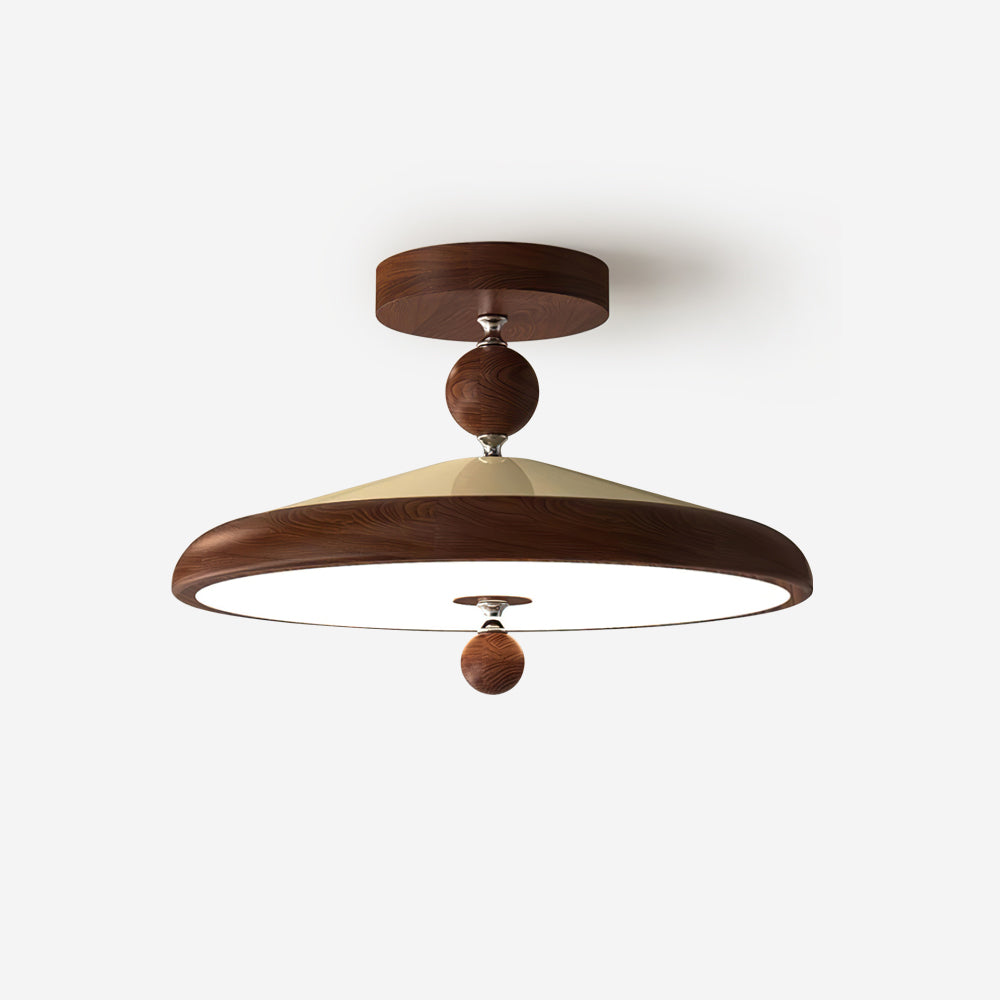 Plafonnier rond à cadre en bois avec LED intégrée 40 ou 50 cm