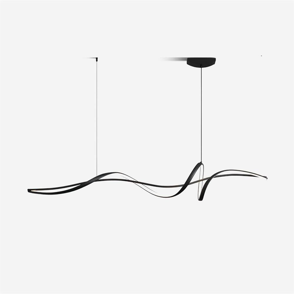 Suspension LED noire Aveline Wave, économe en énergie  