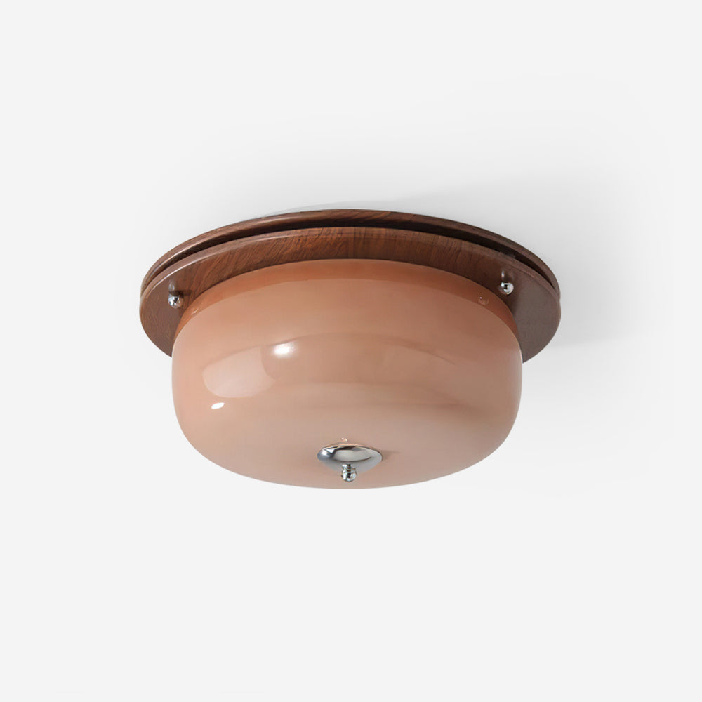 Plafonnier à Montage Affleurant en Verre Marron Noyer Moderne et Minimaliste