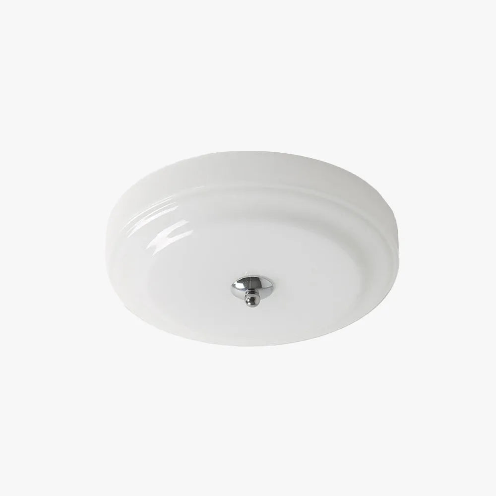 Plafonnier en verre blanc et métal pour salon