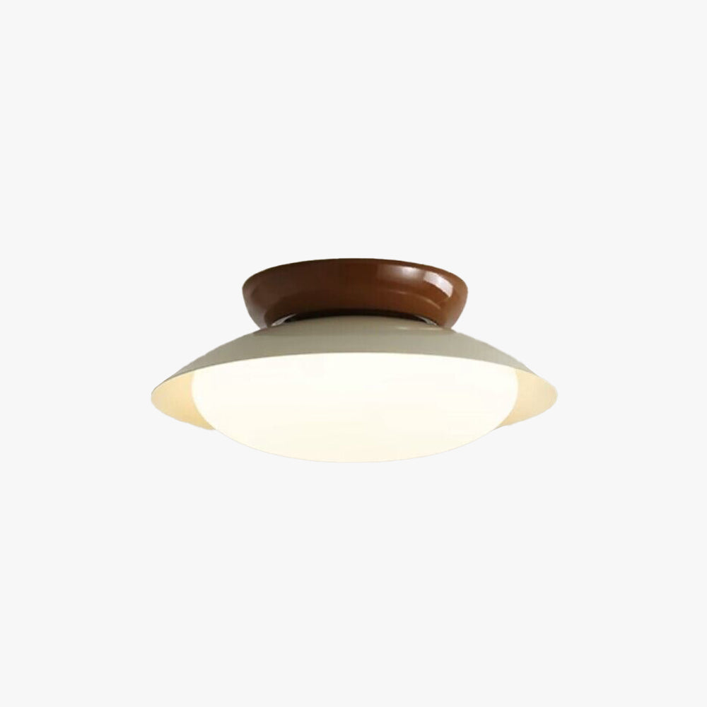 Plafonnier en forme de bol finition verte terreuse et marron