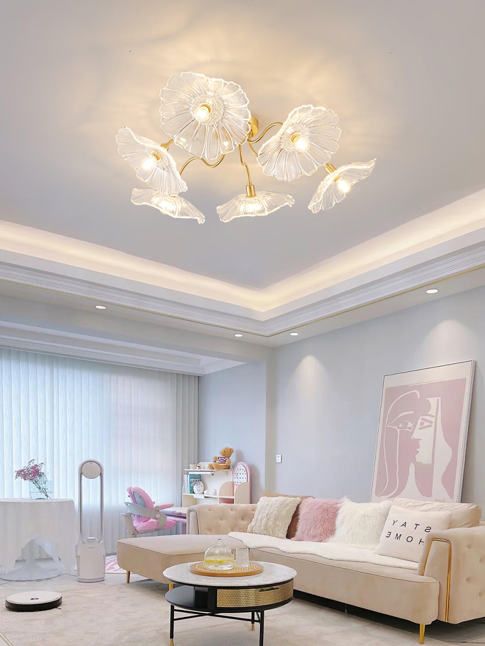 Solara Plafonnier en Verre Feuille avec Laiton Élégant - Neutralighting