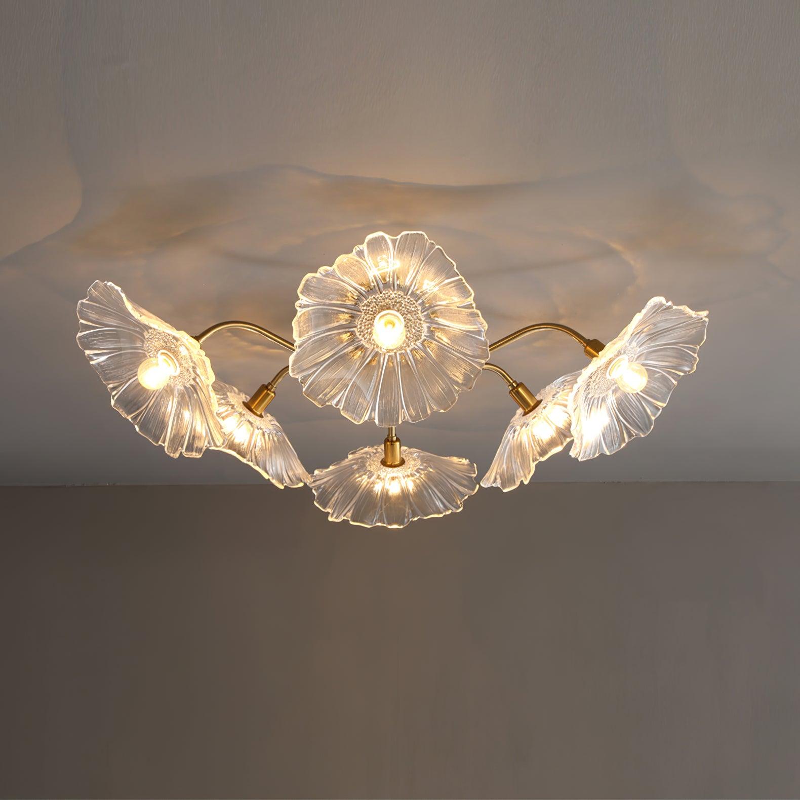 Solara Plafonnier en Verre Feuille avec Laiton Élégant - Neutralighting
