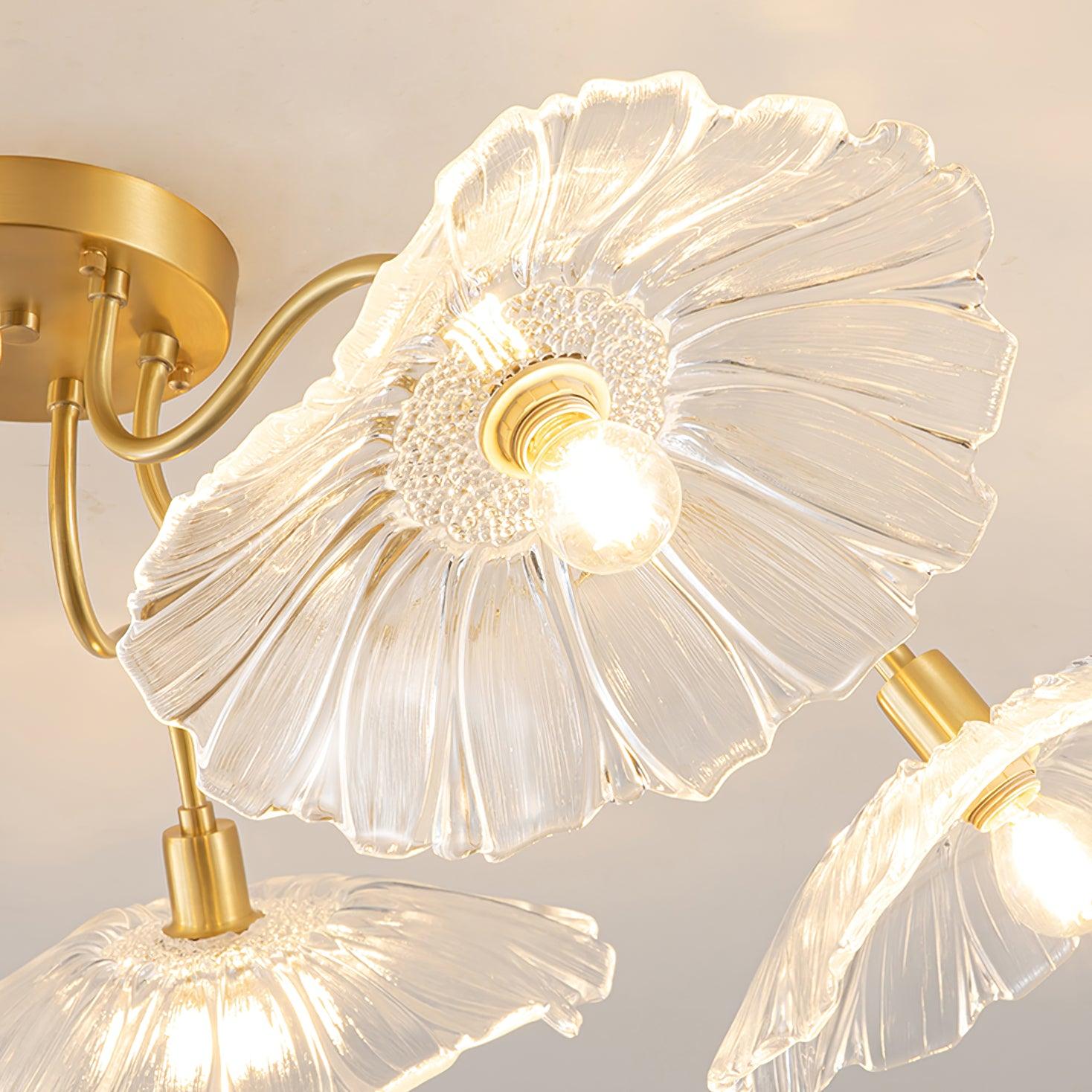 Solara Plafonnier en Verre Feuille avec Laiton Élégant - Neutralighting