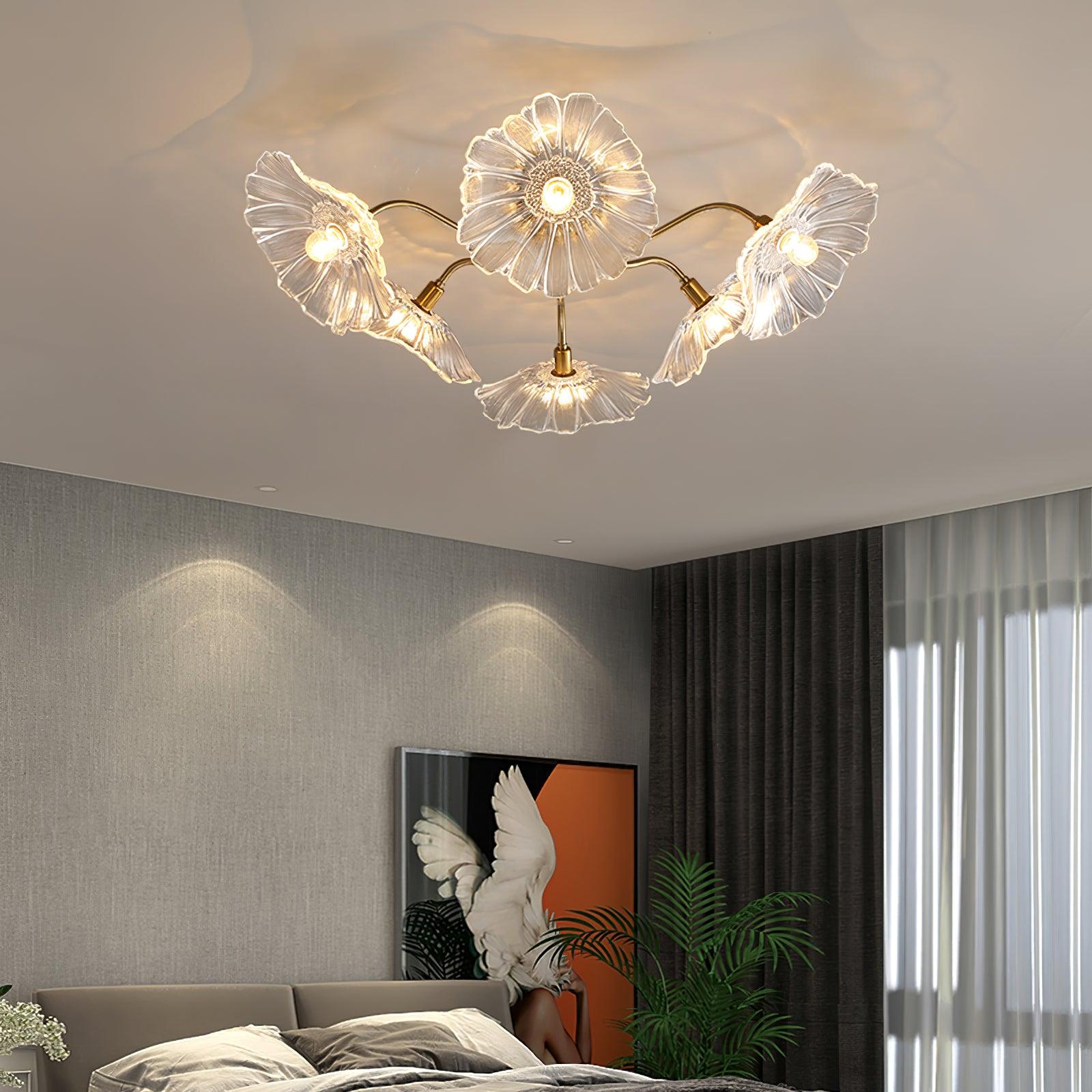 Solara Plafonnier en Verre Feuille avec Laiton Élégant - Neutralighting