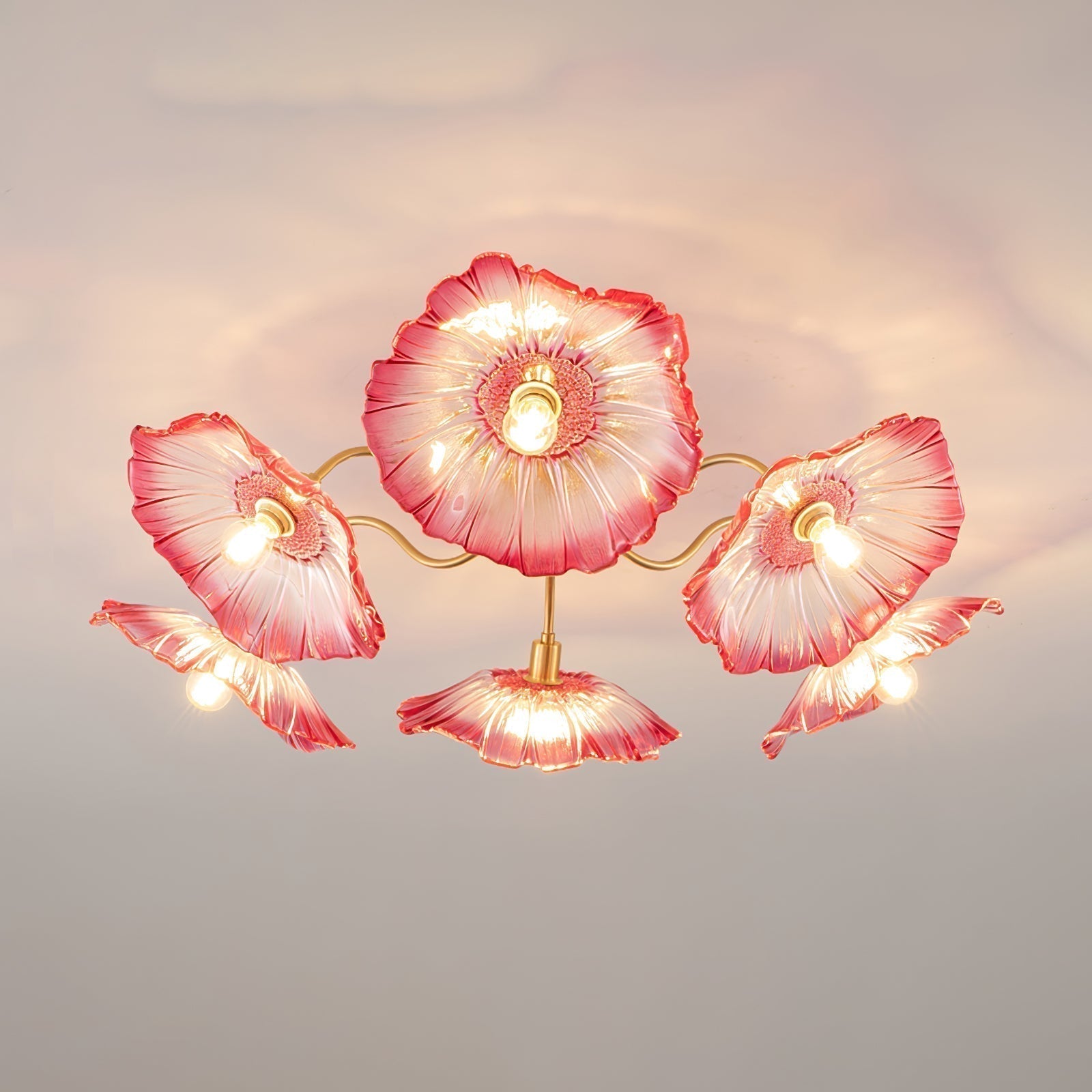 Solara Plafonnier en Verre Feuille avec Laiton Élégant - Neutralighting