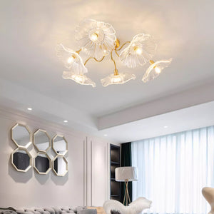 Solara Plafonnier en Verre Feuille avec Laiton Élégant - Neutralighting