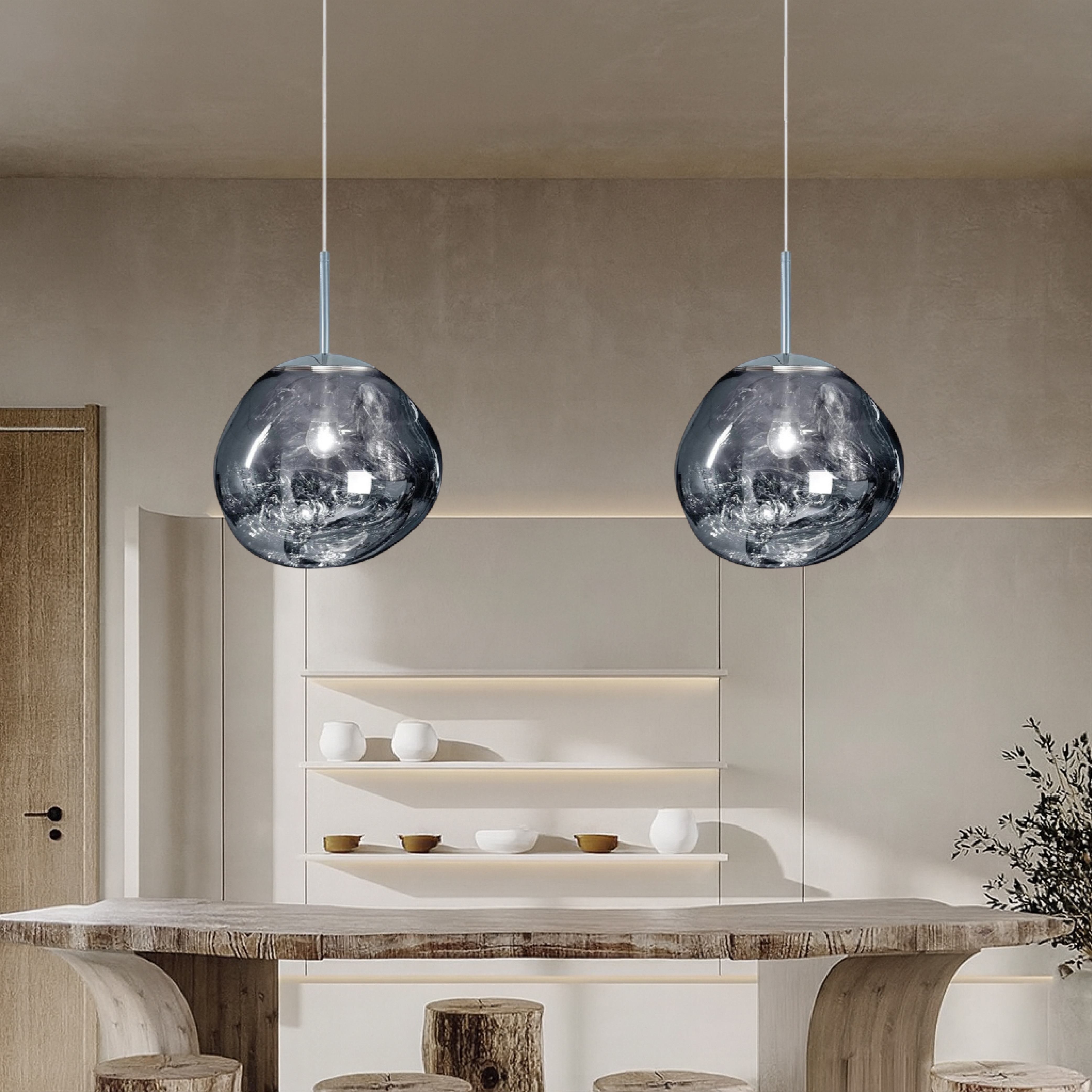 Suspension moderne en verre à lumière LED douce pour salon