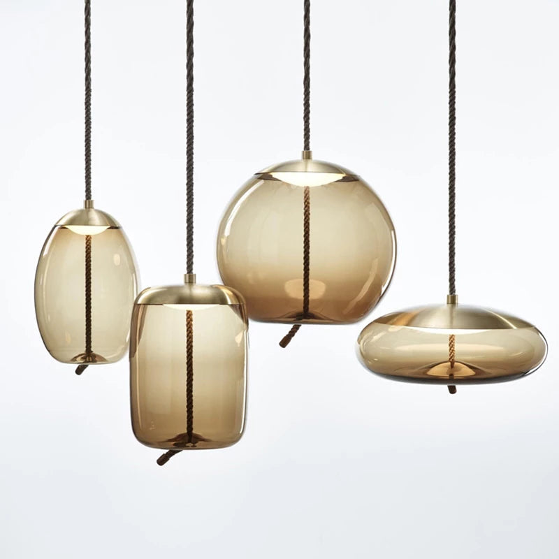 Suspension en verre nordique avec LED économe en énergie