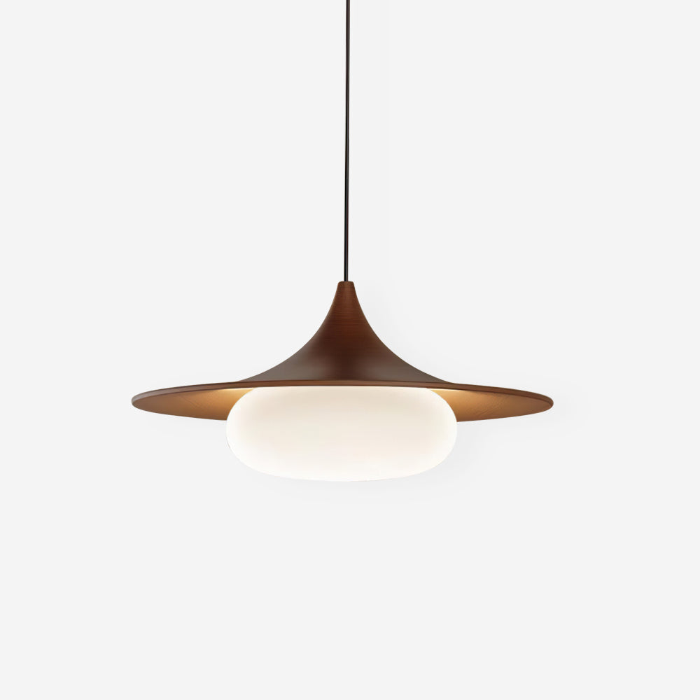 Suspension avec canopy en bois de noyer et LED intégrée
