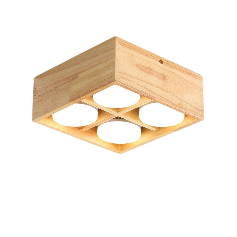 Muto Holz-Deckenleuchte mit 3-Farb-LED-Platine