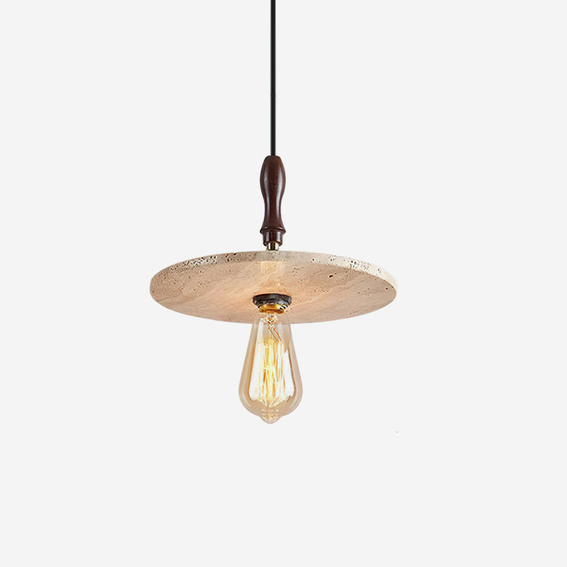 Suspension Orbit avec disque en travertin naturel et noyer