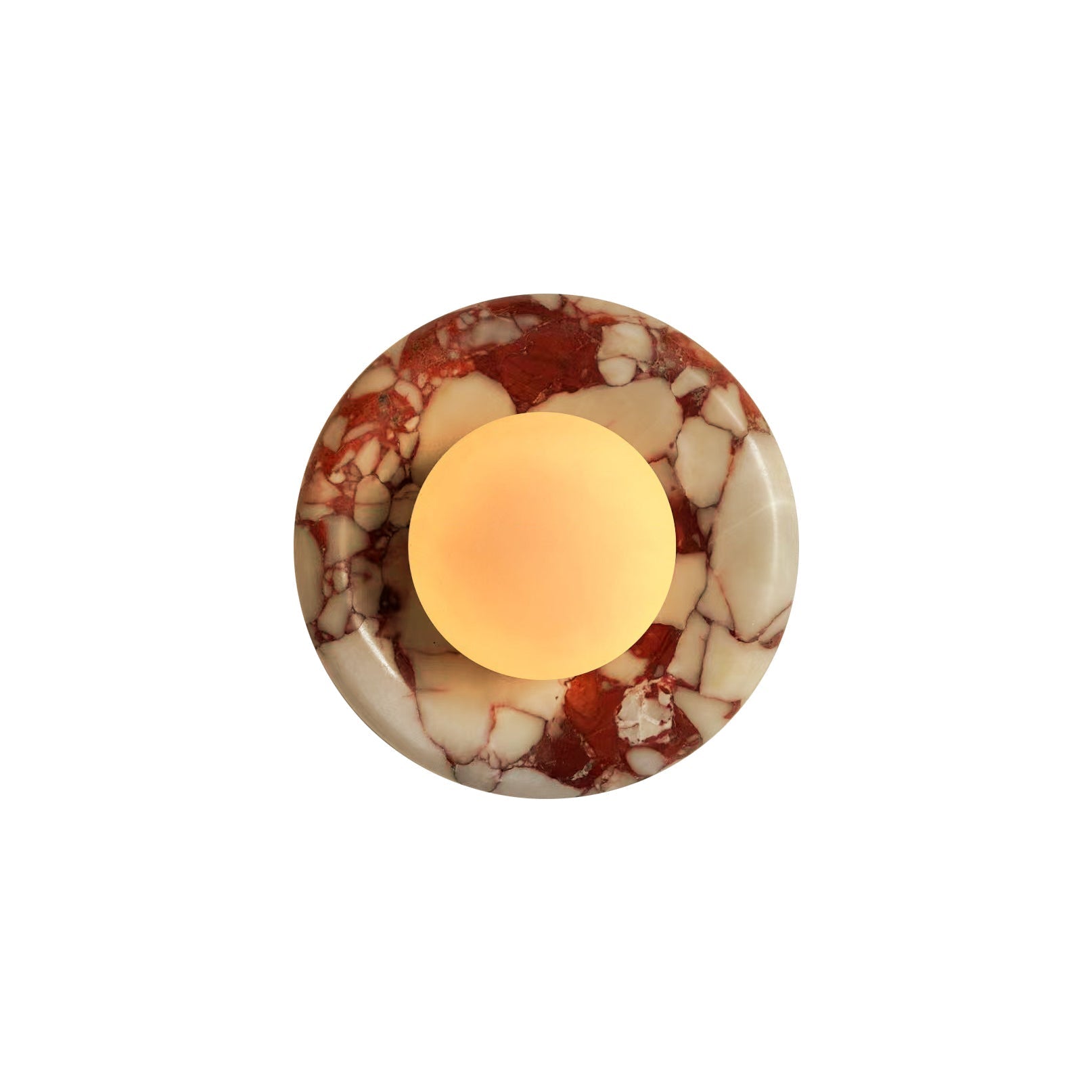 Elegant Round Marble Indoor Wall Sconce With Glass Shade