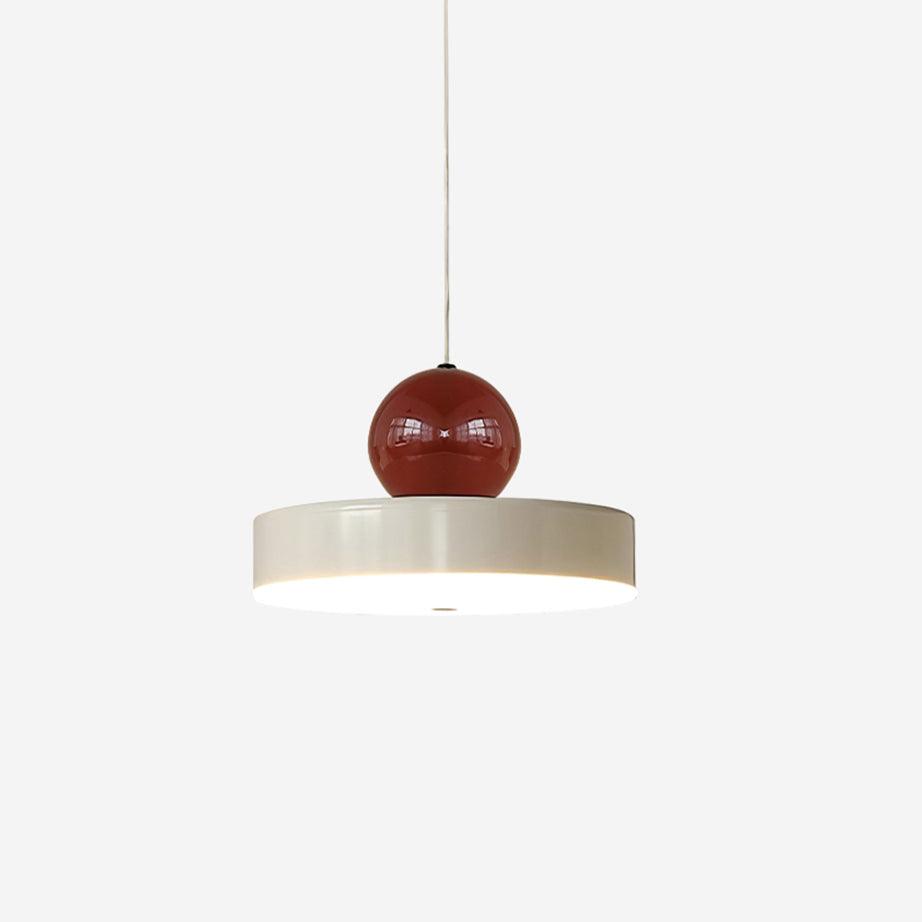 Lampe suspendue avec abat-jour sphérique rouge et LED intégrée