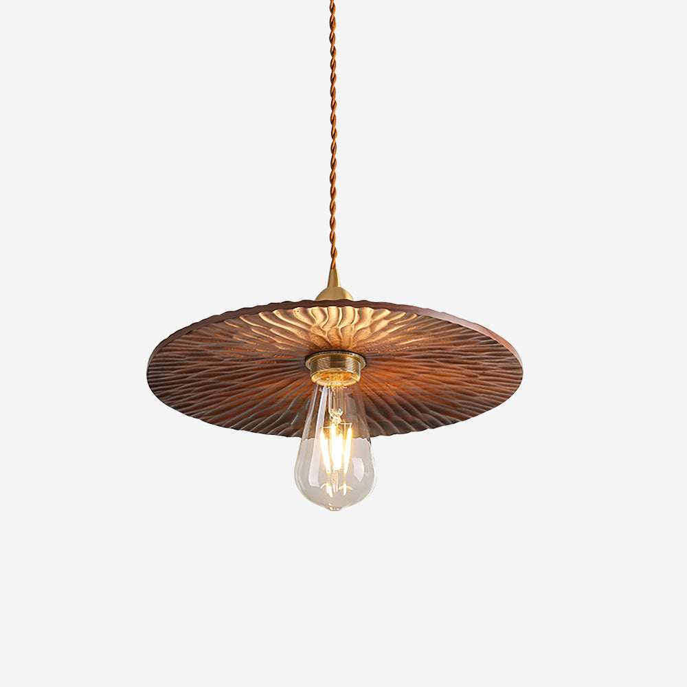 Lampe suspendue en noyer avec lueur chaleureuse