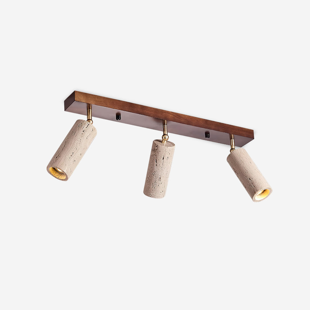 Walnut Canopy Ceiling Spotlight With Three Adjustable Heads Dimmable