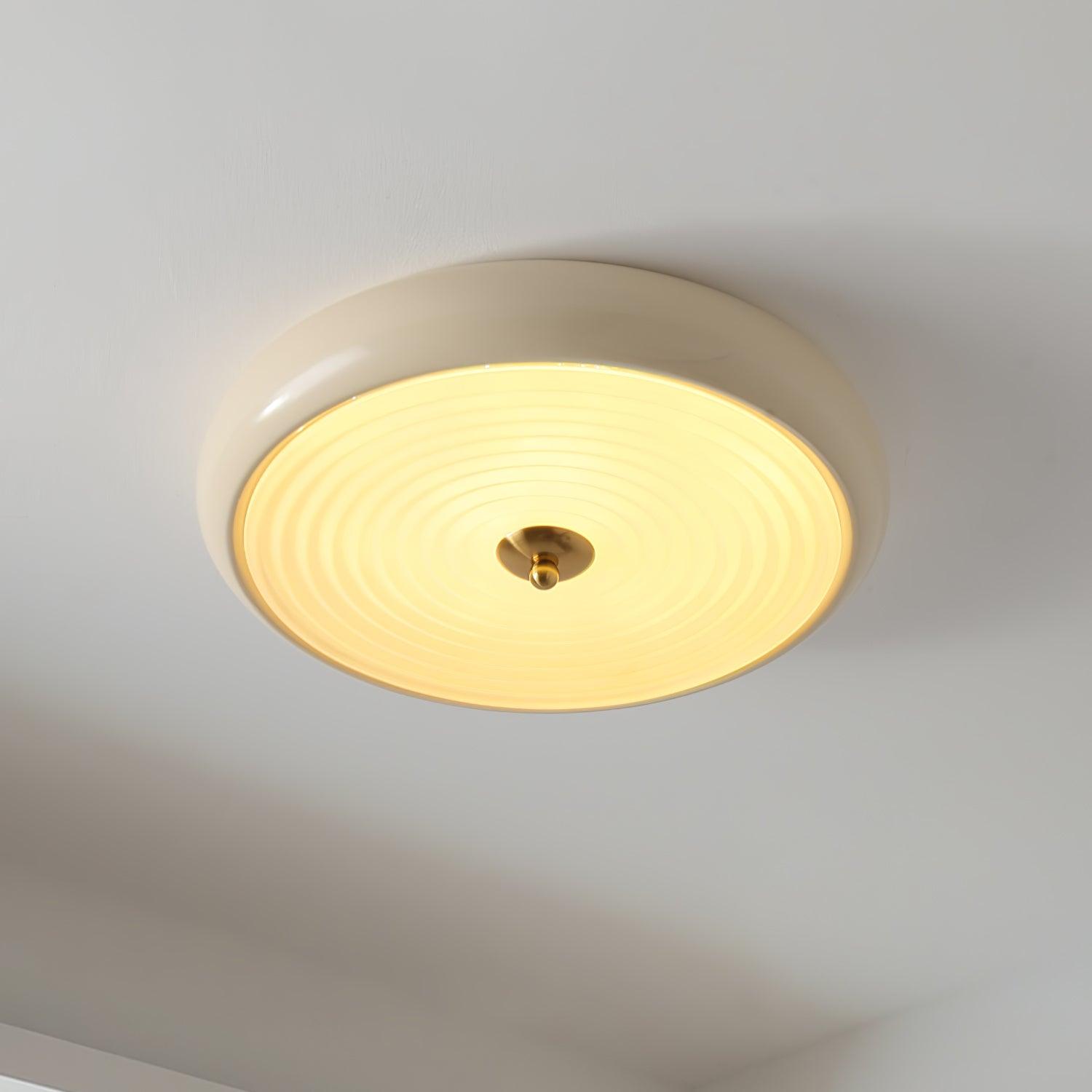 Utheara Plafonnier moderne minimaliste en verre crème ondulé - Neutralighting