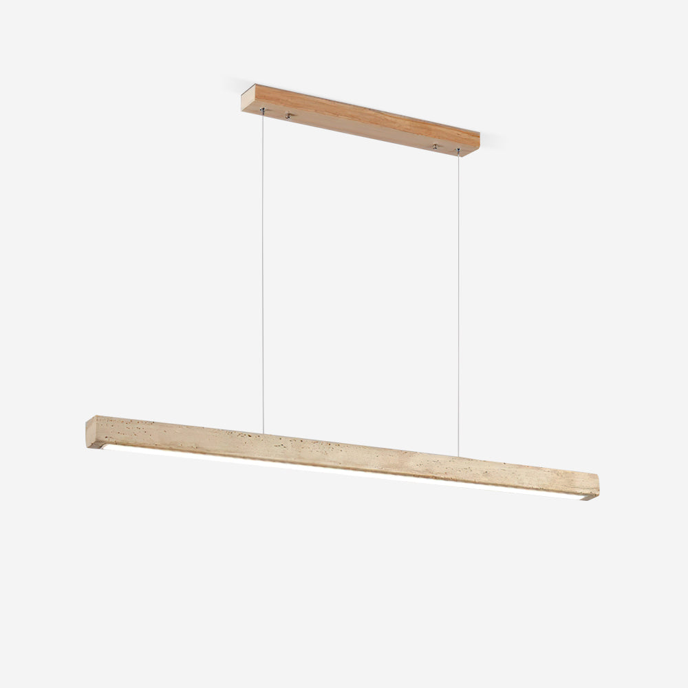 Lampe suspension élégante en travertin et bois avec LED intégrée